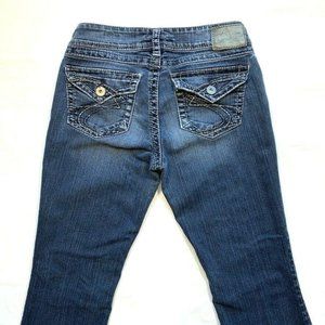 Silver Jeans Suki Surplus Women 28x32 Bootcut Distressed Low Rise Dark Denim Y2K